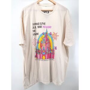 The Lost Bros Graphic T-Shirt Women 2XL Cream Long Live All The Magic Disney